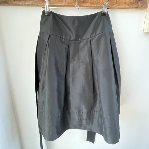 Designer pleated full skirt black Sandra Angelozzi with wide belt size 38 US 8 - Picture 3 of 10